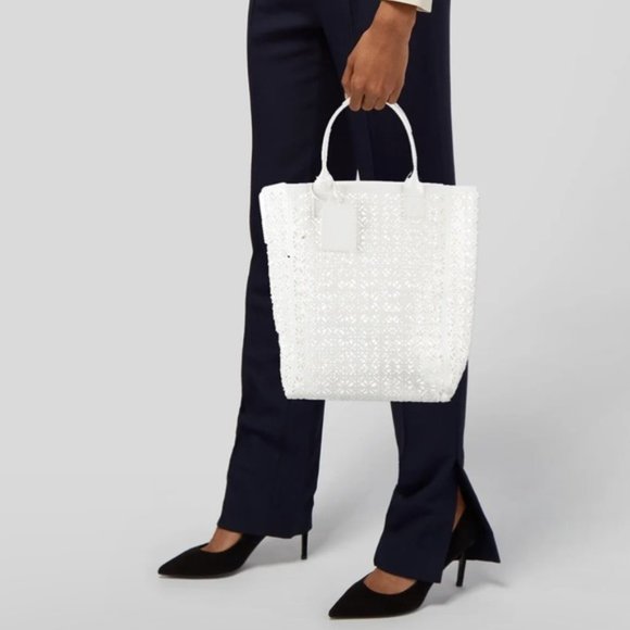 TORY BURCH Laser Cut White PVC Tote - Picture 3 of 5